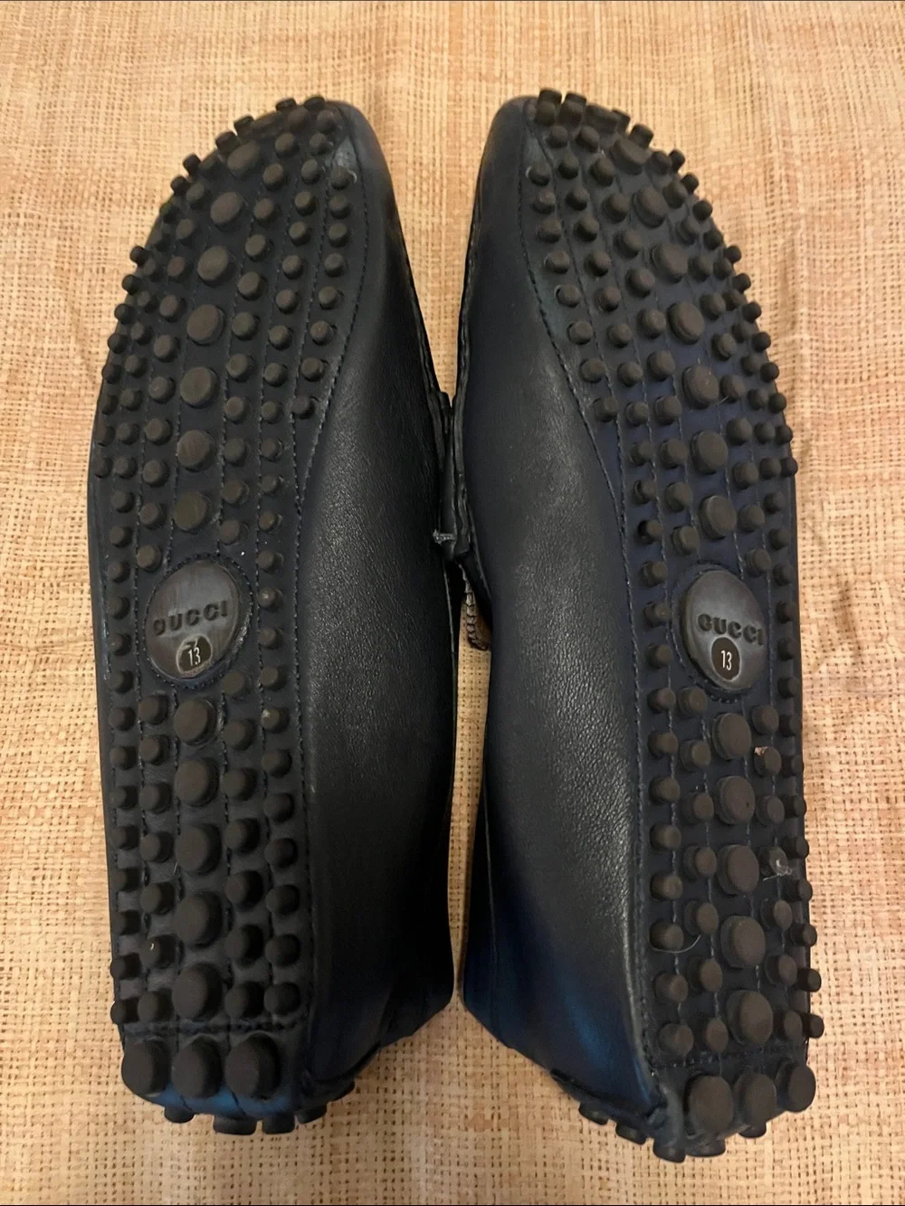 Men’s GUCCI Damo Diamanté Navy Blue Loafers SZ 13